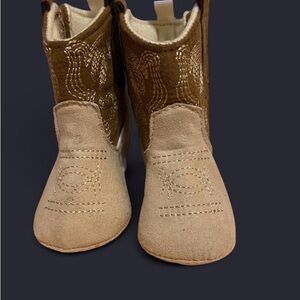 Toddler Western Baby Boots in Tan Suede